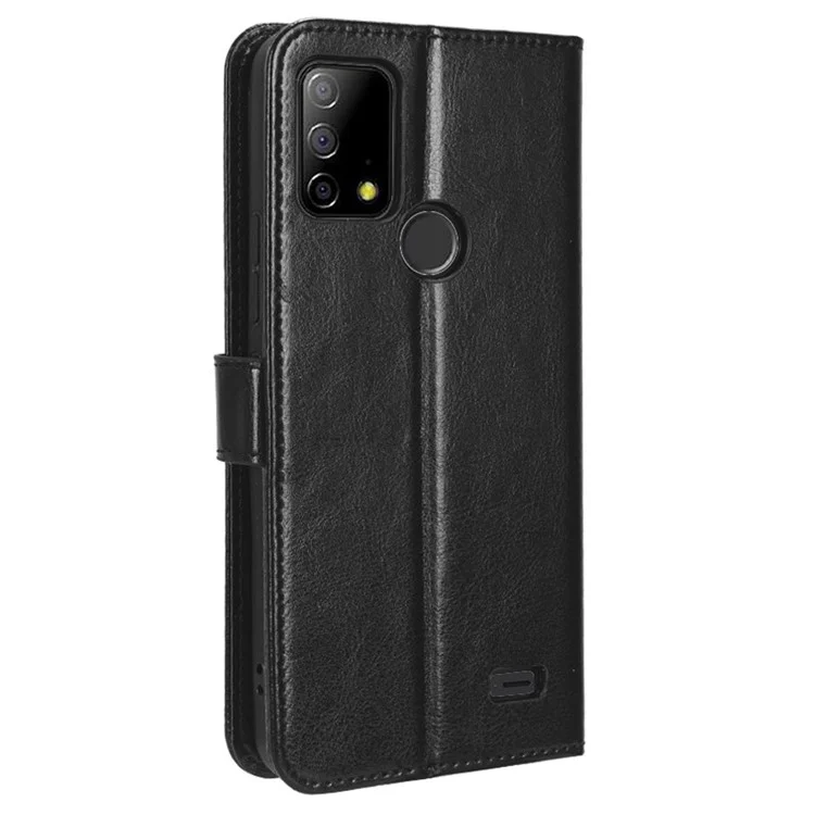 Pour Vodafone Smart T23 Crazy Horse Texture Wallet Case PU Leather Stand Folio Flip Phone Cover - Noir
