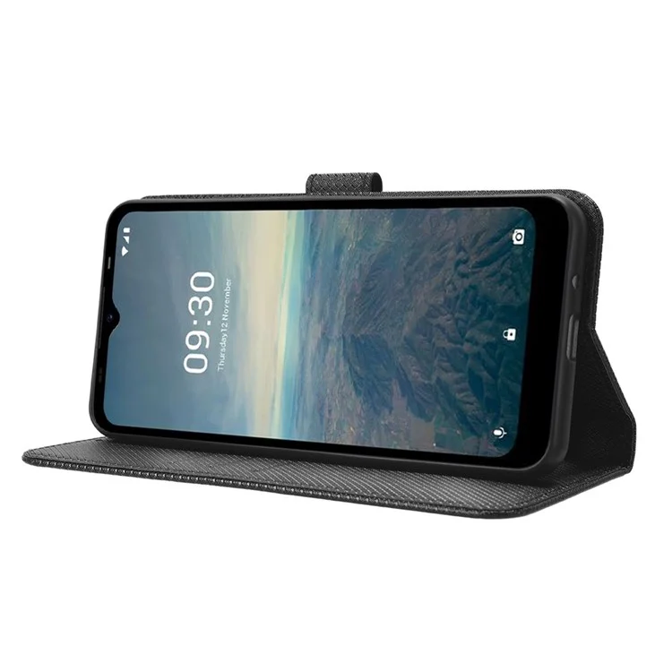 Étui de protection pour Vodafone Smart T23 Étui en cuir PU Flip Cover Texture diamant Anti-Rayures Porte-cartes Étui de téléphone - Noir