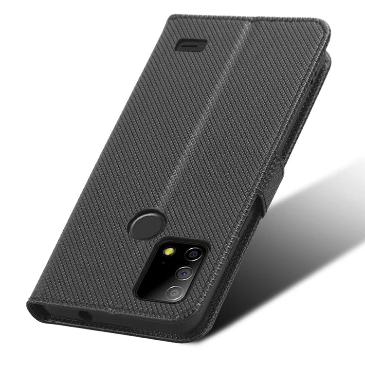 Étui de protection pour Vodafone Smart T23 Étui en cuir PU Flip Cover Texture diamant Anti-Rayures Porte-cartes Étui de téléphone - Noir