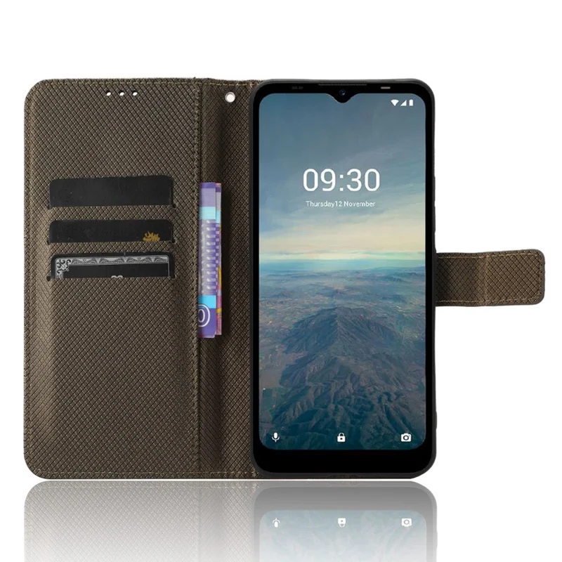 Funda Protectora para Vodafone Smart T23 Funda Plegable de Cuero PU con Textura de Diamante Anticortes Billetera Funda para Teléfono - Marrón