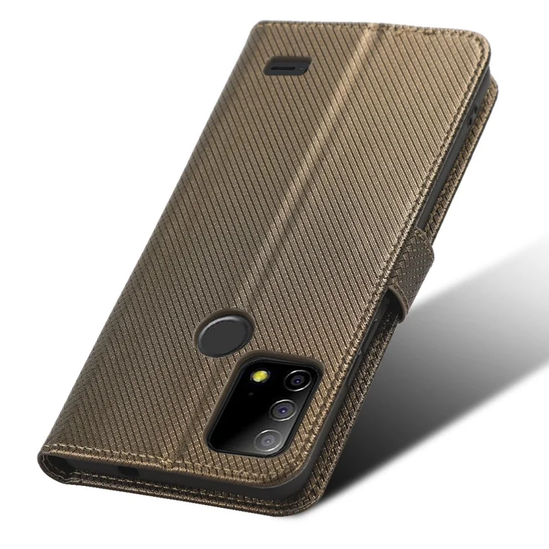 Funda Protectora para Vodafone Smart T23 Funda Plegable de Cuero PU con Textura de Diamante Anticortes Billetera Funda para Teléfono - Marrón