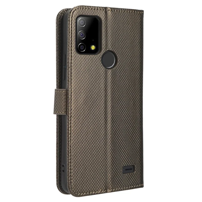 Funda Protectora para Vodafone Smart T23 Funda Plegable de Cuero PU con Textura de Diamante Anticortes Billetera Funda para Teléfono - Marrón