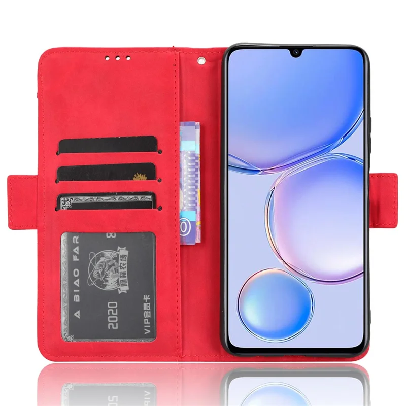 Per Huawei Enjoy 60 Portafoglio Custodia per Telefono Custodia in Pelle Flip Cover Multiple Slot per Schede Guscio del Telefono con Stand - Rosso
