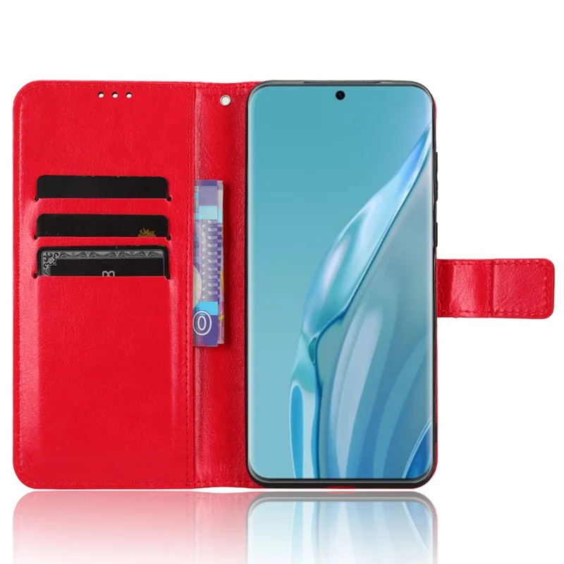 For Huawei P60 Art Shockproof Wallet Phone Case Crazy Horse Texture PU Leather Folio Flip Cover - Red