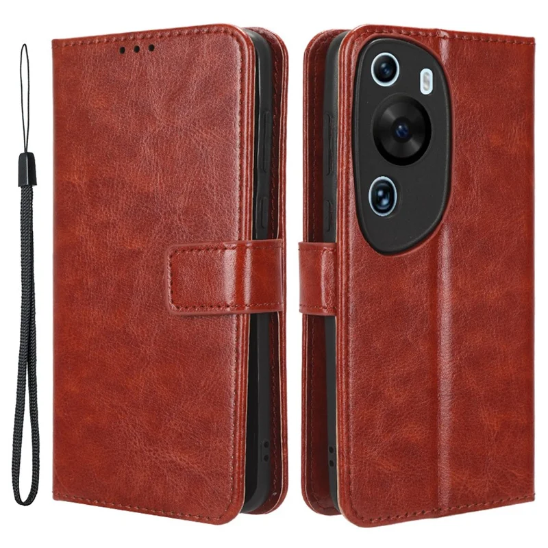 For Huawei P60 Art Shockproof Wallet Phone Case Crazy Horse Texture PU Leather Folio Flip Cover - Brown