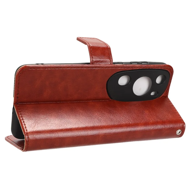 For Huawei P60 Art Shockproof Wallet Phone Case Crazy Horse Texture PU Leather Folio Flip Cover - Brown