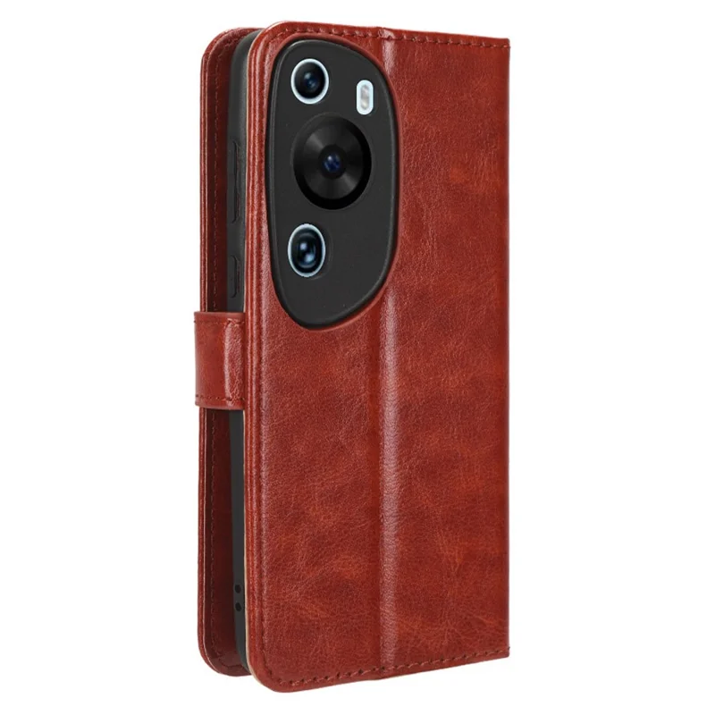 For Huawei P60 Art Shockproof Wallet Phone Case Crazy Horse Texture PU Leather Folio Flip Cover - Brown