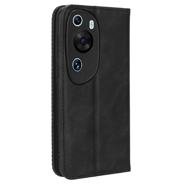 Funda de Teléfono Cartera Retro para Huawei P60 Art Piel PU Tapa Abatible Protector de Teléfono Celular con Soporte - Negro
