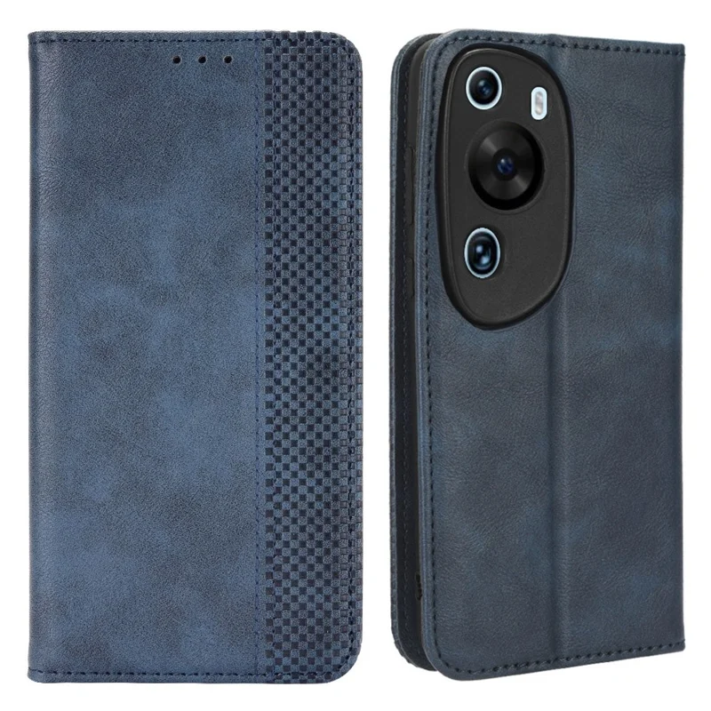 Retro Wallet Phone Case for Huawei P60 Art PU Leather Flip Cover Cell Phone Shell with Stand - Blue