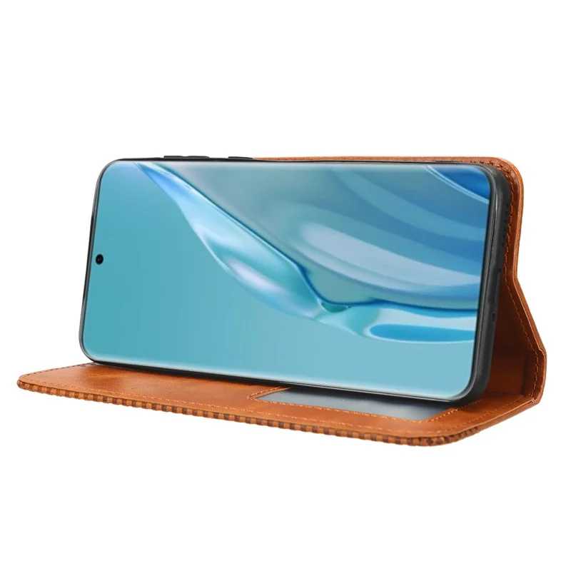 Retro Carteira Celular Caso para Huawei P60 Art PU Couro Flip Cover Celular Shell com Suporte - Marrom