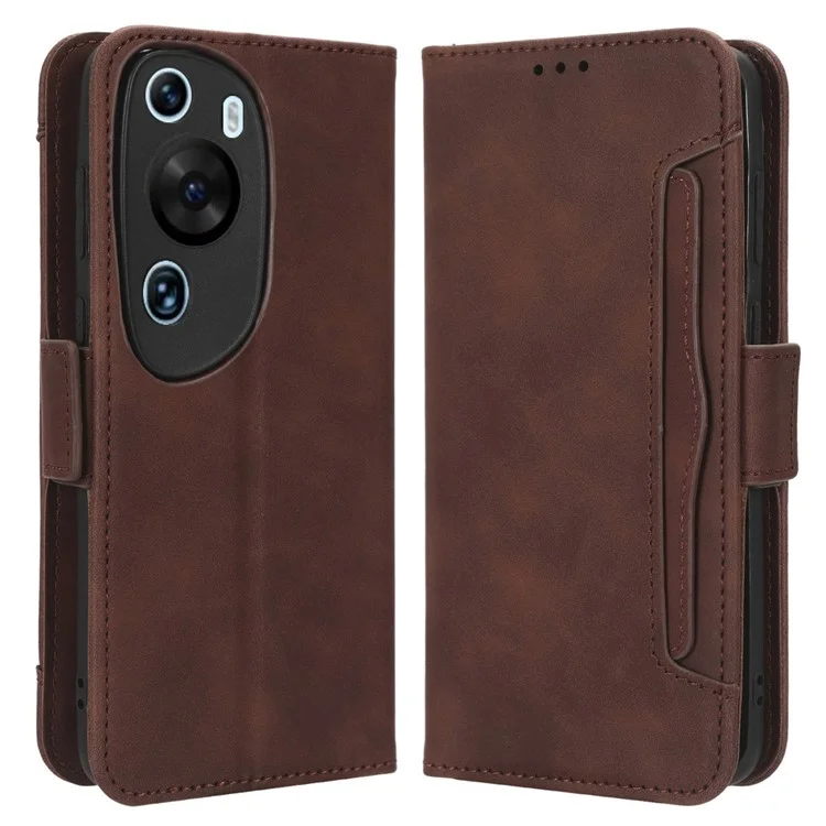 Étui Portefeuille pour Huawei P60 en Cuir Art, Étui à Rabat avec Plusieurs Emplacements pour Cartes - Marron