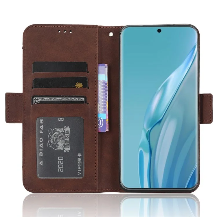 Étui Portefeuille pour Huawei P60 en Cuir Art, Étui à Rabat avec Plusieurs Emplacements pour Cartes - Marron