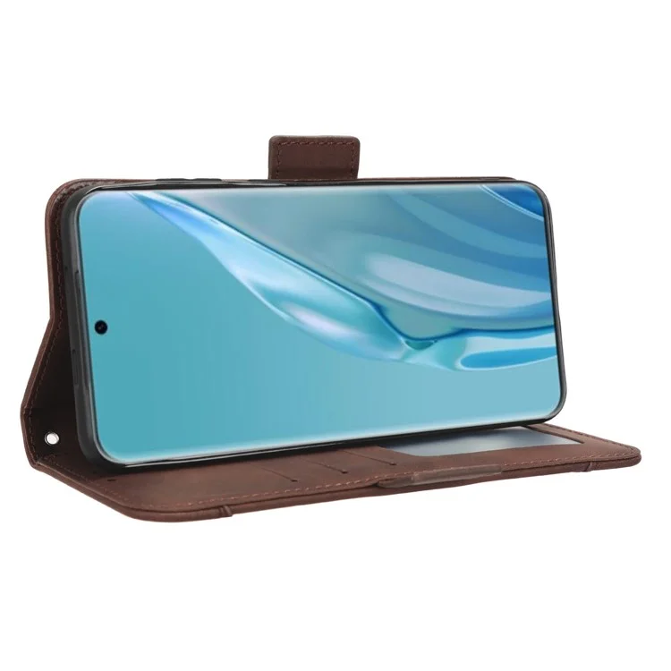 Étui Portefeuille pour Huawei P60 en Cuir Art, Étui à Rabat avec Plusieurs Emplacements pour Cartes - Marron