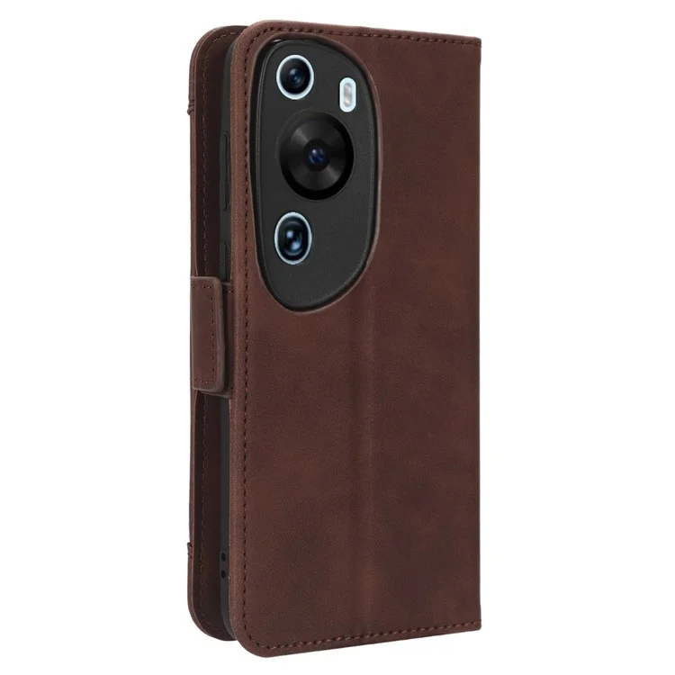 Étui Portefeuille pour Huawei P60 en Cuir Art, Étui à Rabat avec Plusieurs Emplacements pour Cartes - Marron