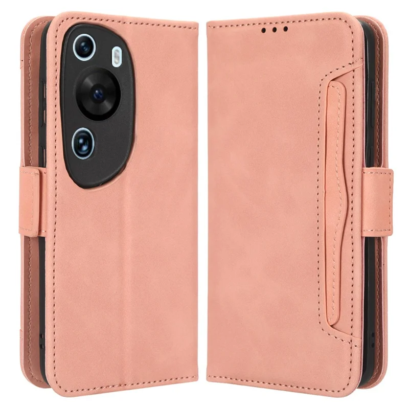 Wallet Phone Case for Huawei P60 Art Leather Flip Cover Multiple Card Slots Phone Shell with Stand - Pink