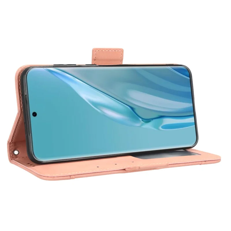 Wallet Phone Case for Huawei P60 Art Leather Flip Cover Multiple Card Slots Phone Shell with Stand - Pink