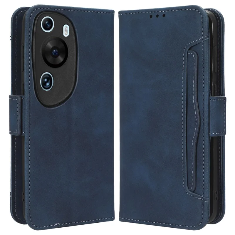 Wallet Phone Case for Huawei P60 Art Leather Flip Cover Multiple Card Slots Phone Shell with Stand - Blue