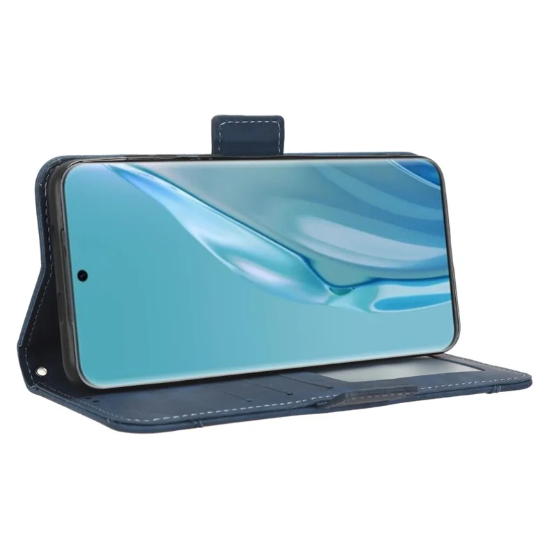 Wallet Phone Case for Huawei P60 Art Leather Flip Cover Multiple Card Slots Phone Shell with Stand - Blue