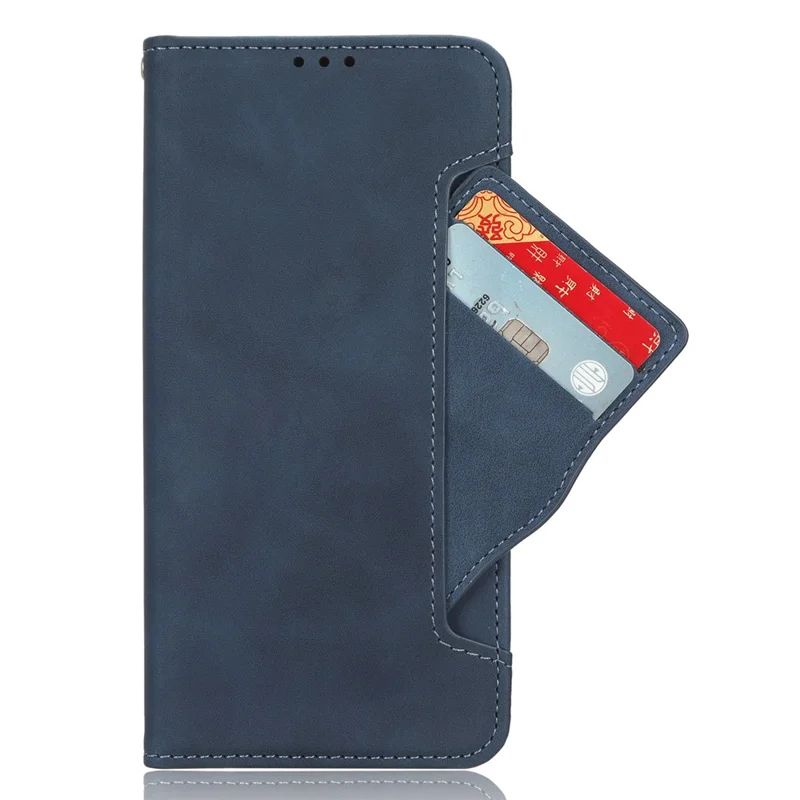 Wallet Phone Case for Huawei P60 Art Leather Flip Cover Multiple Card Slots Phone Shell with Stand - Blue