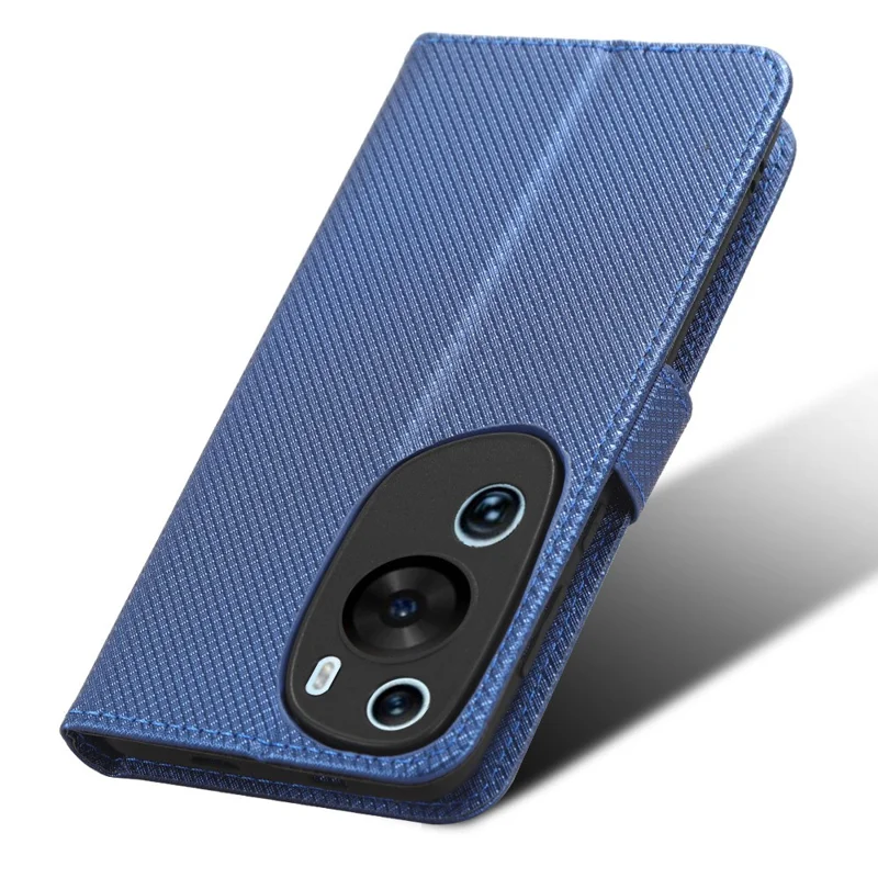 PU Leather Flip Case for Huawei P60 Art Protective Cover Diamond Texture Anti-Drop Wallet Phone Case - Blue