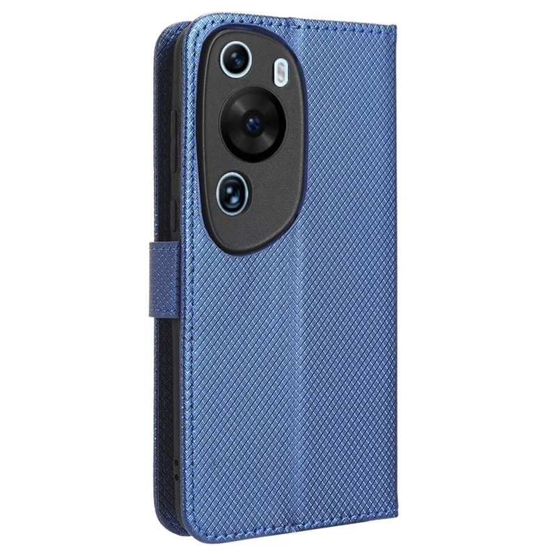 PU Leather Flip Case for Huawei P60 Art Protective Cover Diamond Texture Anti-Drop Wallet Phone Case - Blue