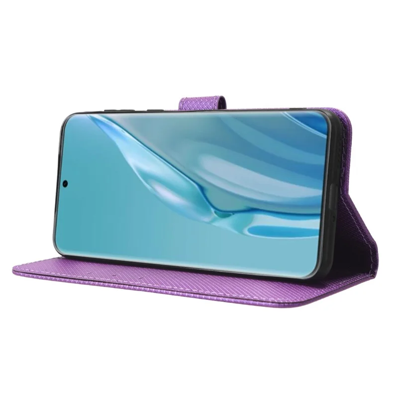 Capa Flip de Couro PU para Huawei P60 Capa Protetora de Arte Textura de Diamante Anti-Queda Carteira de Telefone - Roxo