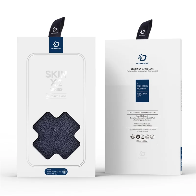 Dux Ducis Skin X2 Serie Telefono Custodia Per Xiaomi Redmi Note 12 5G (cina) /(india) /(globale) / Poco X5 5g, Copertina di Slot Per Carta in Pelle PU - Blu