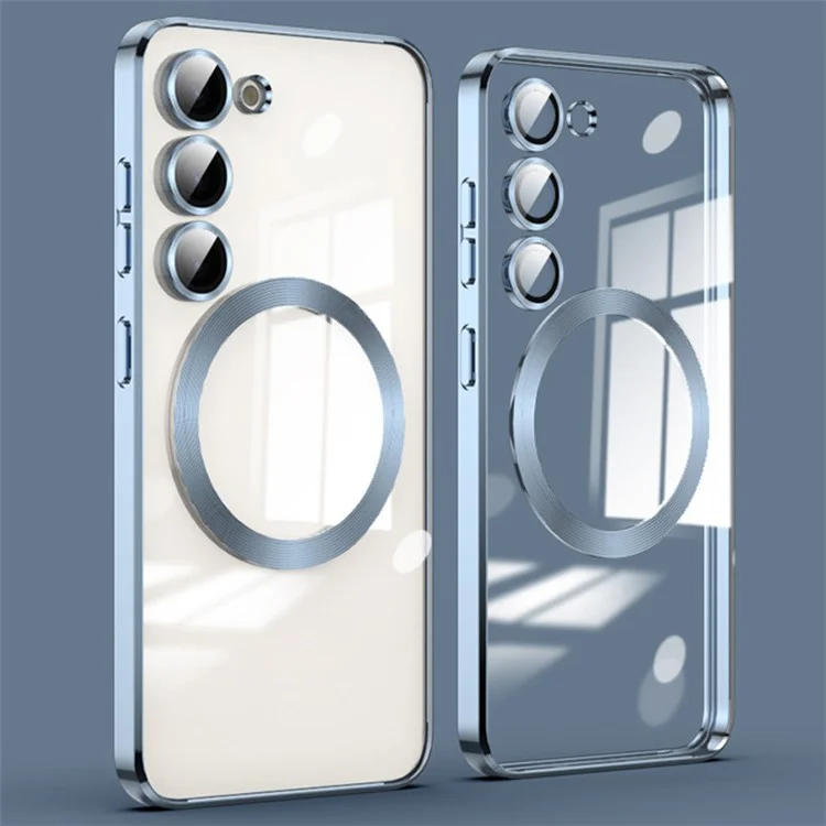 Per Samsung Galaxy S23 Custodia Magnetica Trasparente in TPU Custodia Posteriore per Telefono Compatibile con MagSafe - Blu
