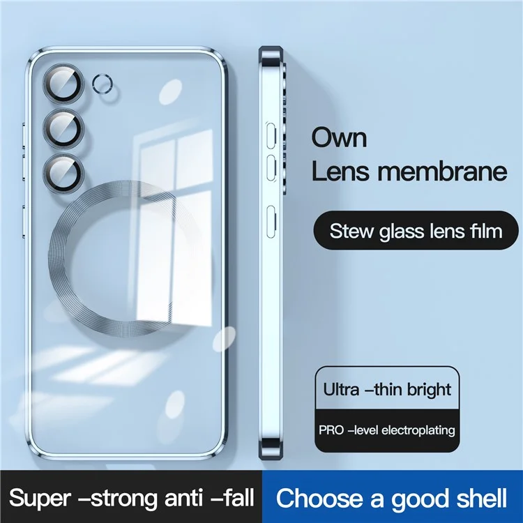 Per Samsung Galaxy S23 Custodia Magnetica Trasparente in TPU Custodia Posteriore per Telefono Compatibile con MagSafe - Blu