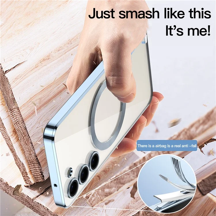 Magnetic Phone Case for Samsung Galaxy S23+ TPU Phone Back Cover Compatible with MagSafe - Silver
