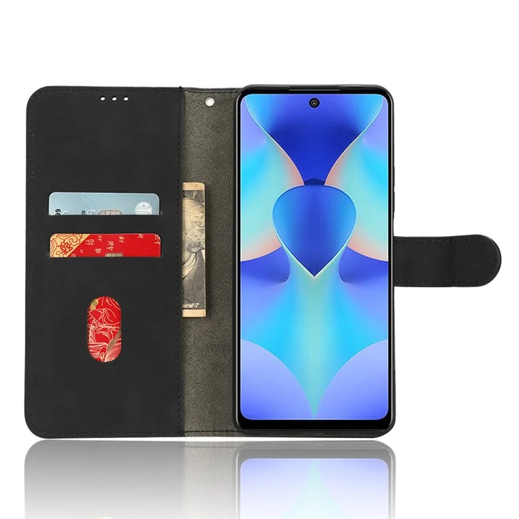 Per TECNO Spark 10 Pro Pelle al Tatto Custodia Portafoglio in Pelle Folio Stand Magnetica Custodia Protettiva per Telefono - Nero