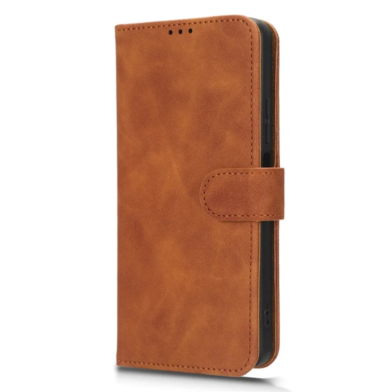 For TECNO Spark 10 Pro Skin-Touch Leather Folio Case Wallet Stand Magnetic Protective Phone Cover - Brown