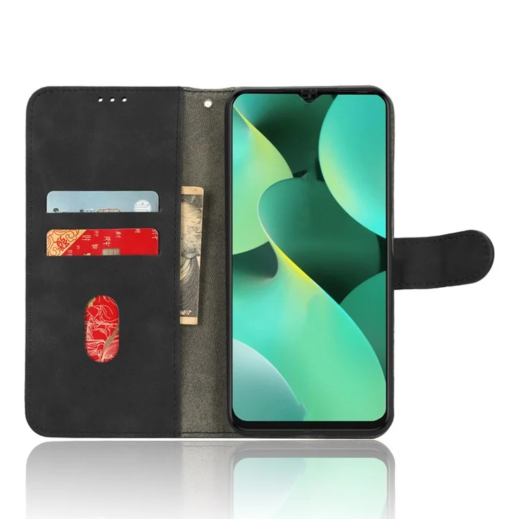For TECNO Spark 10C 4G PU Leather Flip Cover Stand Skin-Touch Wallet Phone Case - Black