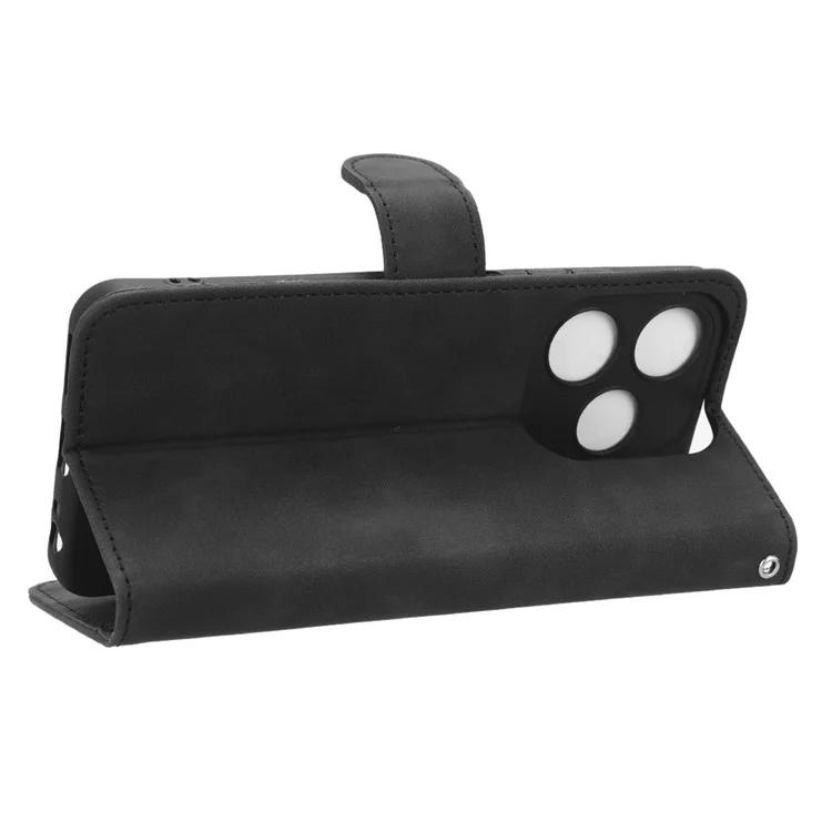 For TECNO Spark 10C 4G PU Leather Flip Cover Stand Skin-Touch Wallet Phone Case - Black