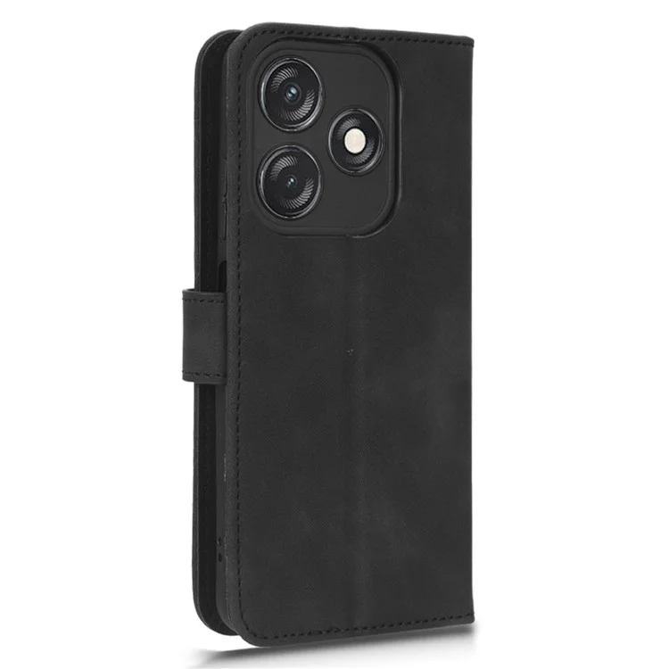 For TECNO Spark 10C 4G PU Leather Flip Cover Stand Skin-Touch Wallet Phone Case - Black