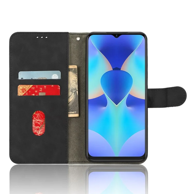 Для TECNO Spark 10 4G кожаный кошелек Чехол для телефона Flip Stand Skin-Touch Shockproof Cover - Черный