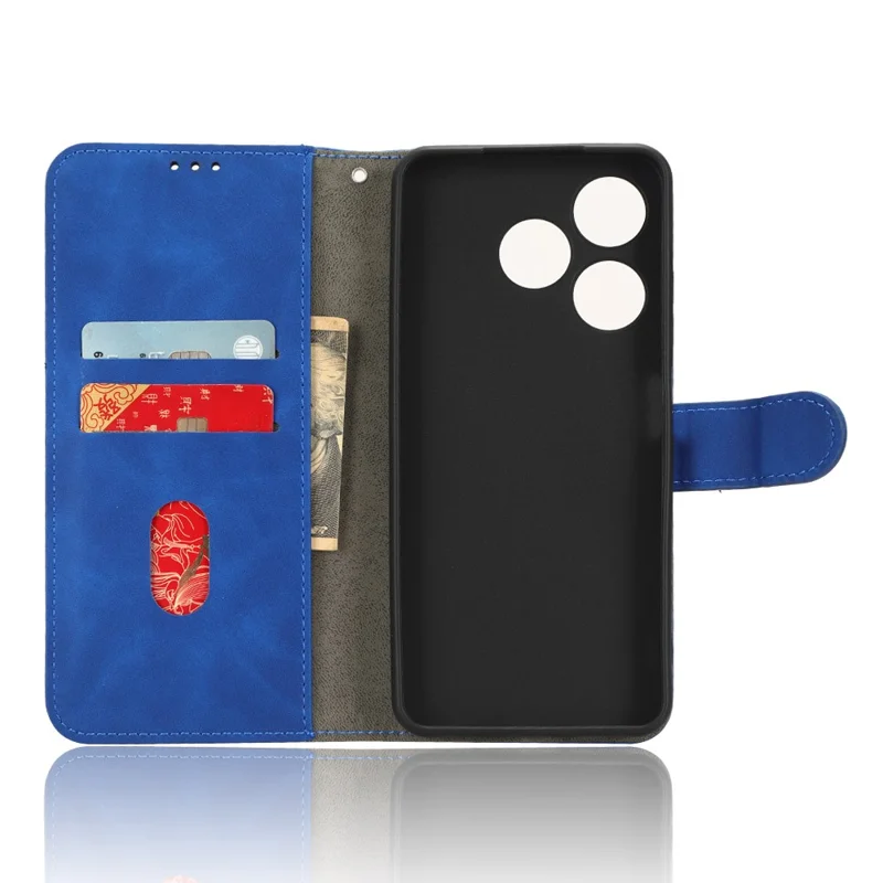 For TECNO Spark 10 4G Leather Wallet Phone Case Flip Stand Skin-Touch Shockproof Cover - Blue