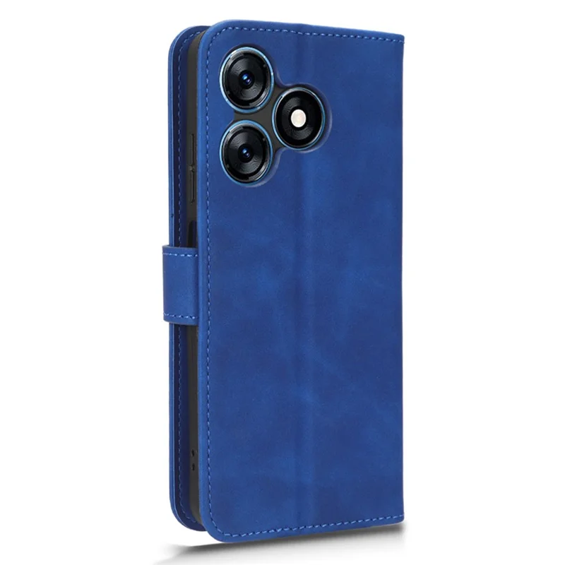 For TECNO Spark 10 4G Leather Wallet Phone Case Flip Stand Skin-Touch Shockproof Cover - Blue