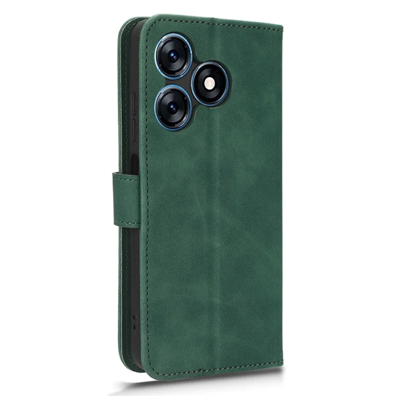 For TECNO Spark 10 4G Leather Wallet Phone Case Flip Stand Skin-Touch Shockproof Cover - Green