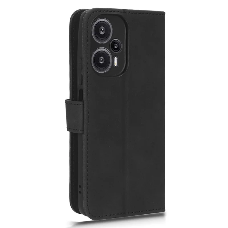 Capa de Telemóvel de Pele PU com Função Carteira para Xiaomi Redmi Note 12 Turbo / Poco F5 5G, com Suporte Tátil, Preta