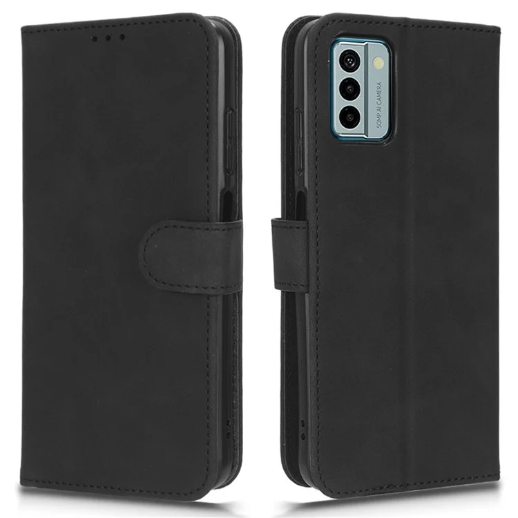 Wallet Case para Nokia G22 Pele artificial toque de pele Suporte magnético Capa de telefone - Preto