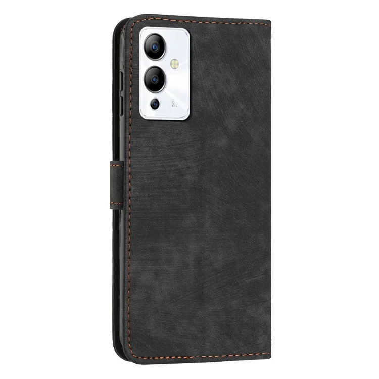 Para Infinix Note 12 5G / Note 12 Pro 5G Estuche de Teléfono de Cuero PU con Líneas Impresas Flip Wallet Cover - Negro