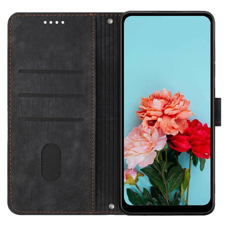 Para Infinix Note 12 5G / Note 12 Pro 5G Estuche de Teléfono de Cuero PU con Líneas Impresas Flip Wallet Cover - Negro