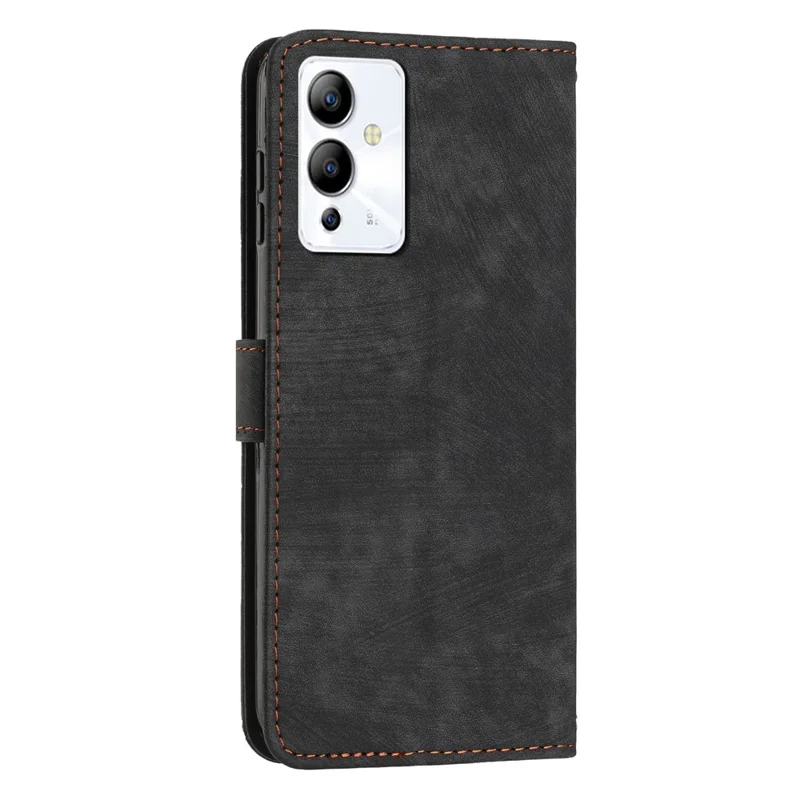 Para Infinix Note 12 5G / Note 12 Pro 5G Capa de Pele PU - Toque Telefone Case Lines Imprinted Wallet Cover Stand - Preto