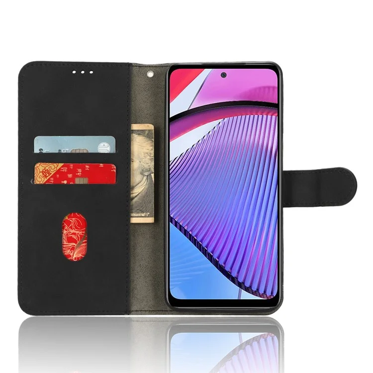Pour Motorola Moto G Power 5G Étui de téléphone à rabat en cuir PU - touch Folio Wallet Cover Stand - Noir