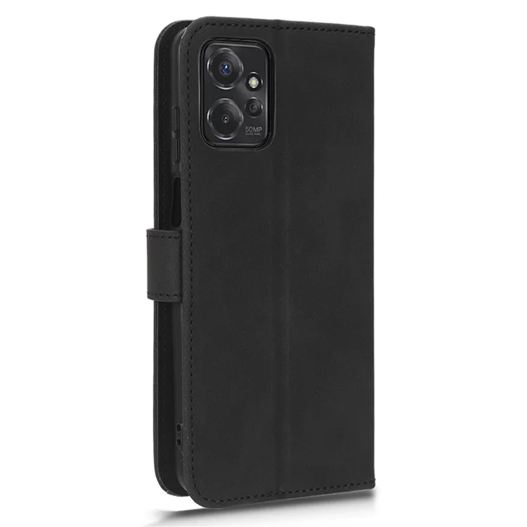 Pour Motorola Moto G Power 5G Étui de téléphone à rabat en cuir PU - touch Folio Wallet Cover Stand - Noir