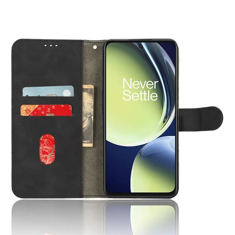 Кошелек-чехол для телефона для OnePlus Nord CE 3 Lite 5G / Nord N30 5G, кожаный чехол с ощущением кожи, защитная стойка для телефона - черный
