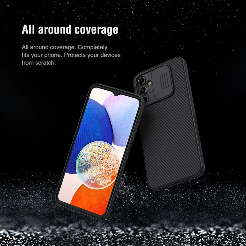 NILLKIN CamShield for Samsung Galaxy A14 5G / A14 4G Hard PC Case Slide Lens Protection Anti-Dust Phone Cover - Blue