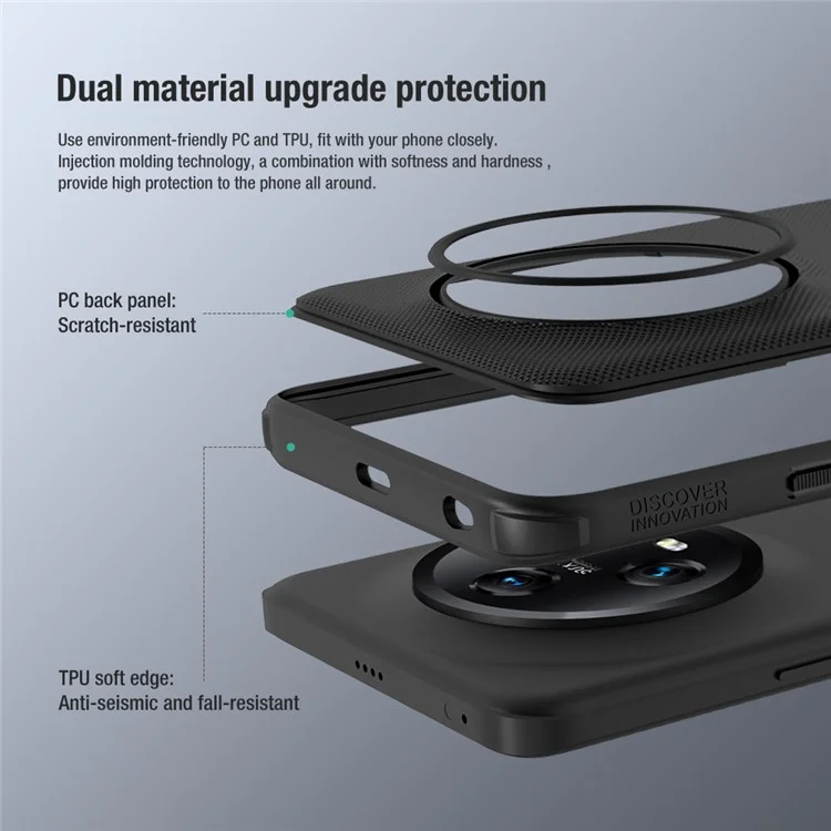 NILLKIN Super Frosted Shield Pro PC+TPU Cell Phone Cover for Honor Magic5 Matte Phone Case - Blue