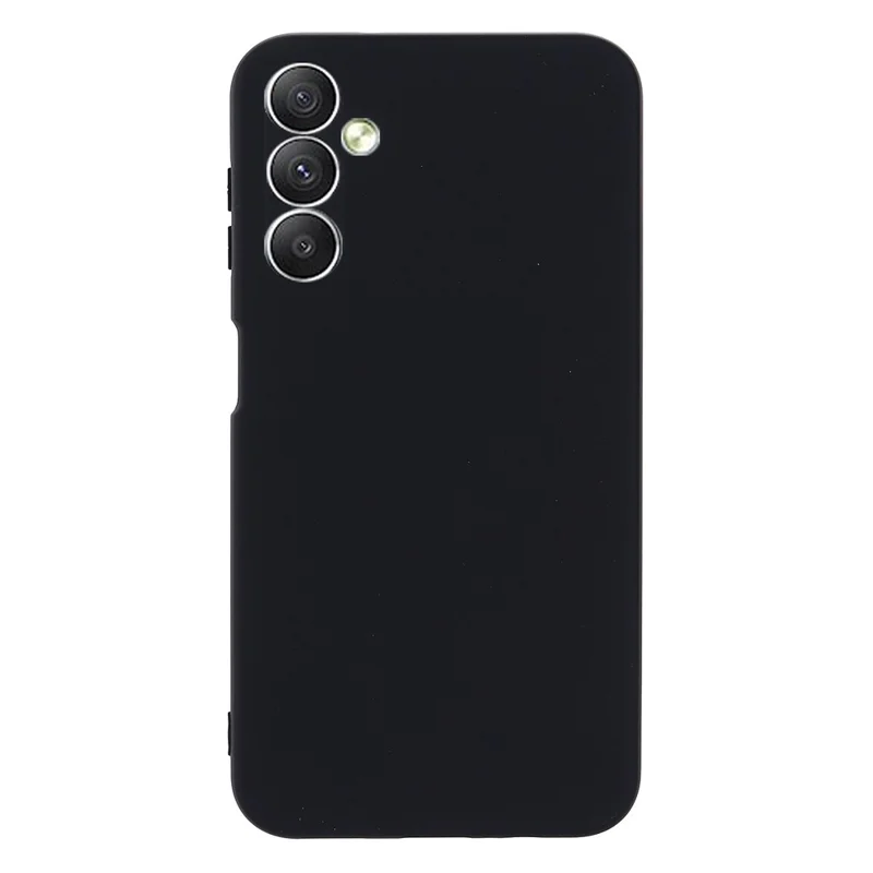 For Samsung Galaxy M14 5G Liquid Silicone Phone Case Soft Lining Shockproof Protective Cover with Strap - Black